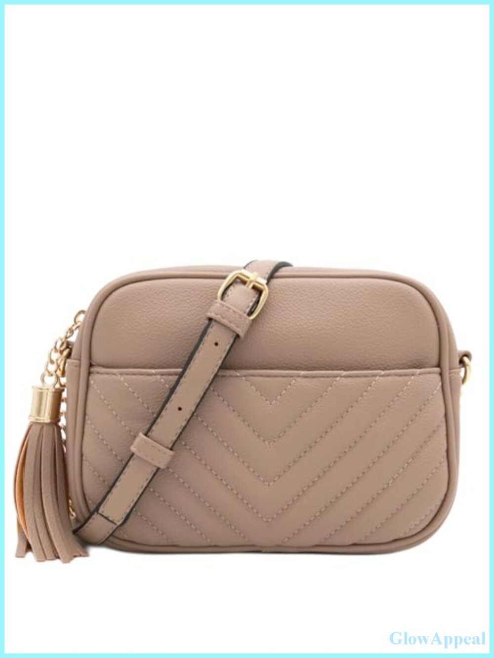 Quilted Crossbody Camera Bag with Chain Strap and Tassel